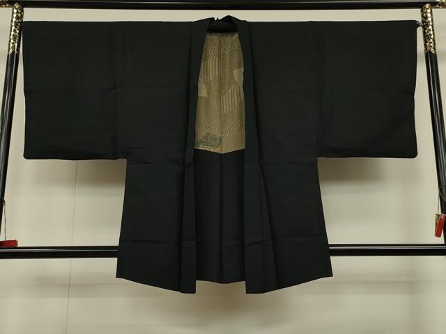 平和屋着物＃男性　羽織　濡羽色　黒地　正絹　逸品　CAAT5744id