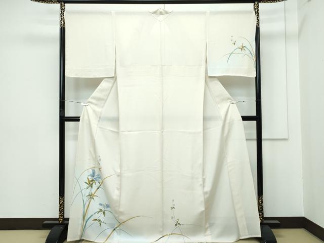 平和屋本店■極上　夏物　訪問着　絽　草花文　暈し染め　金彩　砥粉色地　反端付き　逸品　未使用　CZAA2819s5