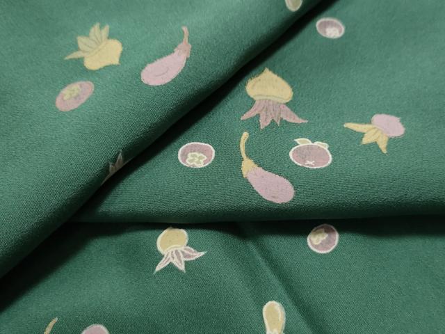 平和屋着物●長襦袢　無双仕立て　生り物　茄子　蕪　柿　正絹　逸品　未使用　CAAS7560yc