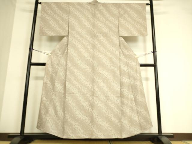 平和屋着物▽上質な小紋 単衣 草花斜線文 暈し染め 正絹