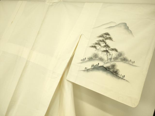 平和屋着物▽訪問着 単衣 紬地 作家物 風景渡橋山文