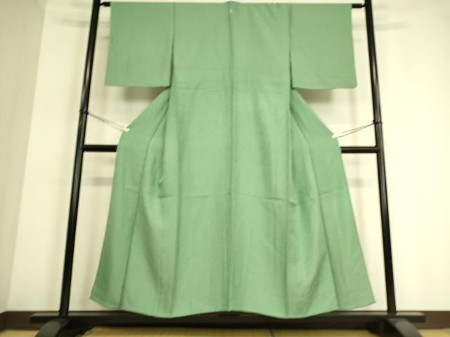 平和屋着物▽上質な色無地　単衣　霞地紋　青竹色　正絹　逸品　DAAT9140az 平和屋着物▽上質な色無地 単衣 霞地紋 青竹色 正絹 逸品
