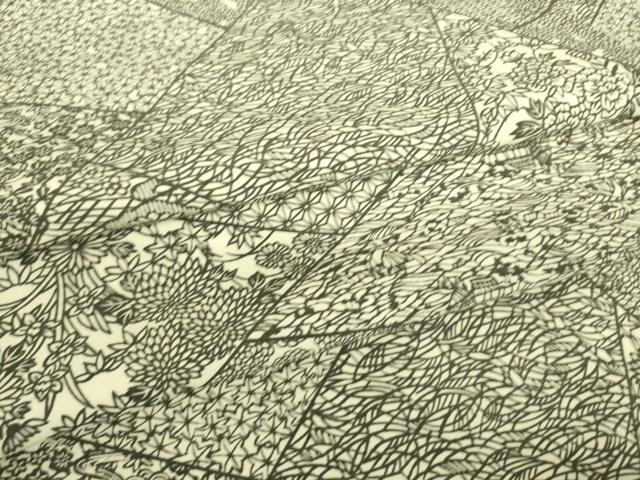 平和屋着物▽小紋　単衣　切嵌風景花文様　洗える着物　DAAT9202az