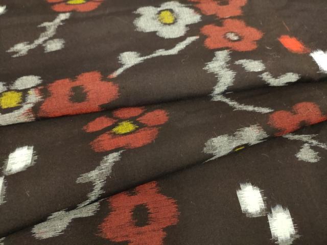 平和屋着物●久留米絣　単衣　綿　枝花文　逸品　DAAT9103az