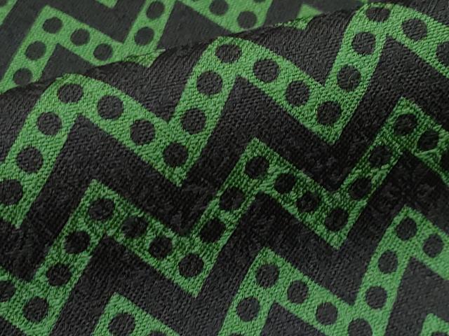 平和屋本店□極上 キモノデザイナー 斉藤上太郎 小紋 幾何学文様 黒地 逸品