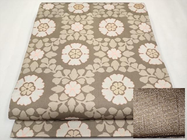 平和屋本店■最高級　人間国宝　北村武資　経錦　六通柄袋帯　市松花文　金糸　黄枯茶色地　逸品　CYAA2682s5