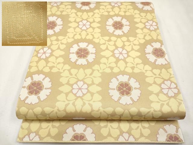 平和屋本店■最高級　人間国宝　北村武資　経錦　六通柄袋帯　市松花文　枯色地　逸品　CYAA2683s5