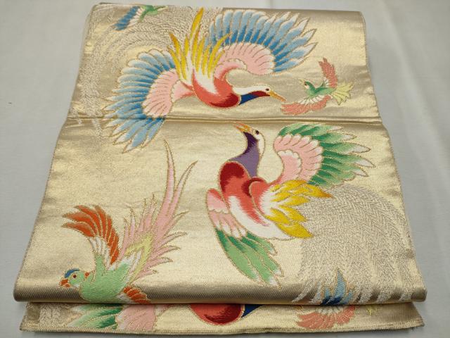 平和屋着物●西陣　川島織物　六通柄　本袋帯　飛鳥文　金糸　正絹　逸品　CAAT8317hy