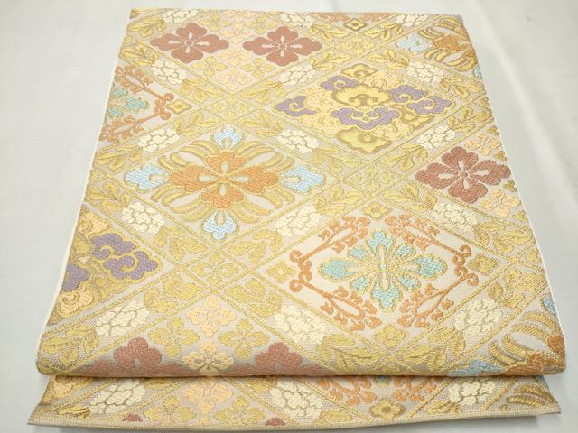 平和屋着物●西陣　川島織物　六通柄　本袋帯　菱花唐草文　金糸　正絹　逸品　CAAT8319hy