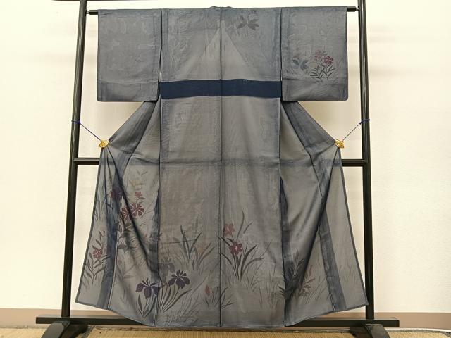 平和屋着物●訪問着　無双　紗袷　紗＆#10005；絽　草花文　正絹　逸品　BAAT9149yc