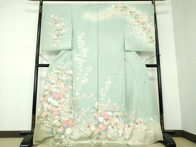 平和屋着物●訪問着　友禅　作家物　吉祥花文　暈し染め　上代40万　仮絵羽　正絹　逸品　未使用　DAAS3993ps