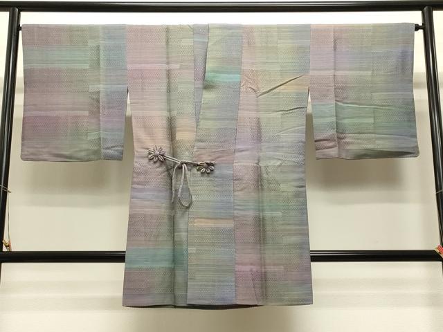 平和屋着物＃染色家 岩浅公展　道中着　横段霞文　正絹　逸品　CAAT5824id