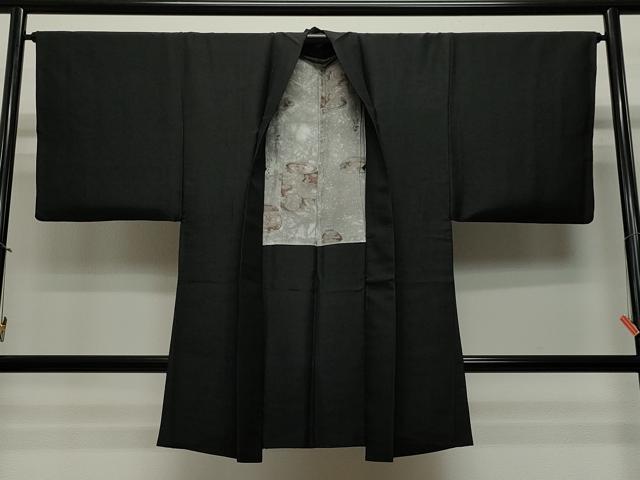 平和屋着物＃男性　長羽織　黒紋付き　正絹　逸品　CAAT5849id