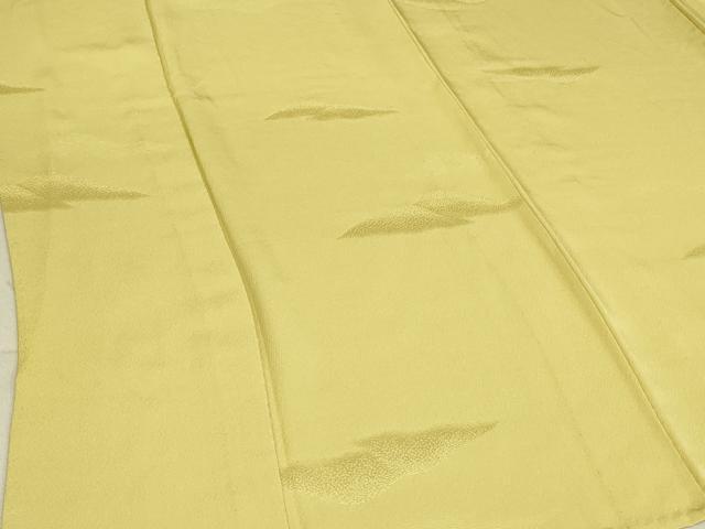 平和屋着物▽上質な色無地 単衣 霞地紋 刈安色 正絹 逸品