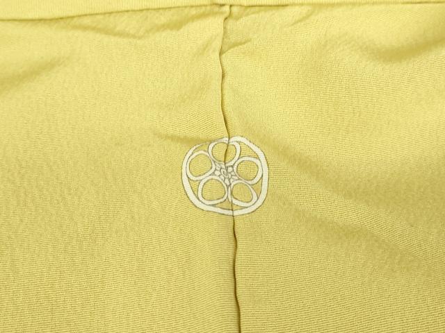 平和屋着物▽上質な色無地　単衣　霞地紋　刈安色　正絹　逸品　DAAT9390az 平和屋着物▽上質な色無地 単衣 霞地紋 刈安色 正絹 逸品