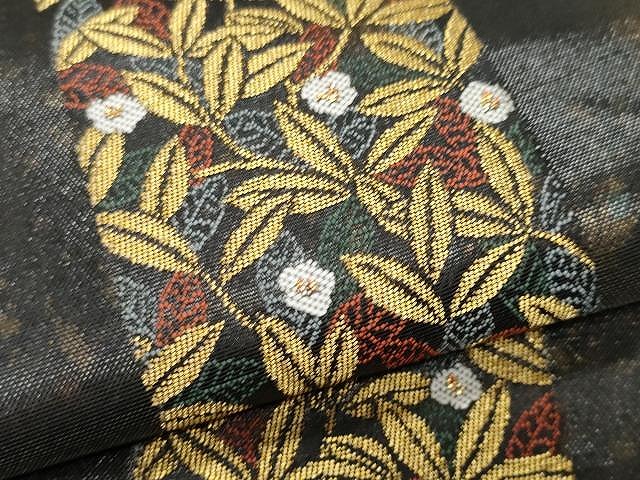 平和屋着物○六通柄袋帯 源氏香舞桜文 金銀糸 正絹