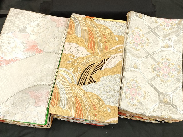 平和屋着物■袋帯 西陣 まとめて100点 鳳凰 向かい鶴 孔雀 人物 蝶 更紗 花柄 宝相華 金銀糸 など 未使用品あり 全て正絹 se3392