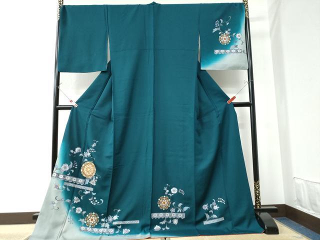 平和屋着物●中国三大刺繍　相楽刺繍　訪問着　更紗正倉院花唐草文　暈し染め　金糸　正絹　逸品　CAAU2115yc