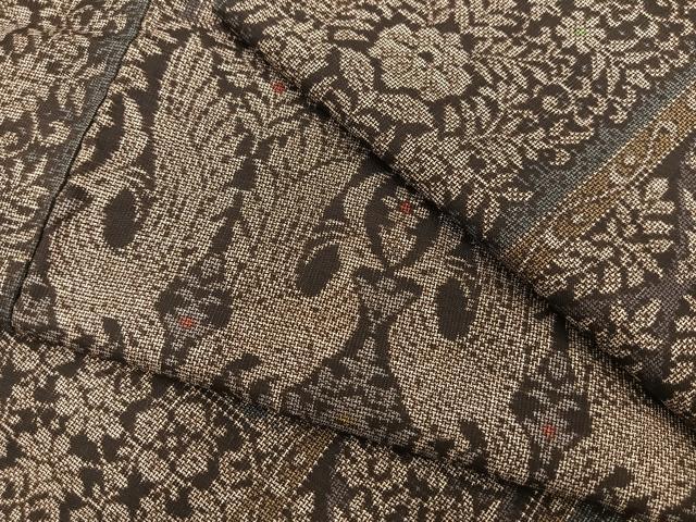 平和屋着物●本場大島紬　9マルキ　向かい鳳凰花文　正絹　逸品　BAAU0161gt