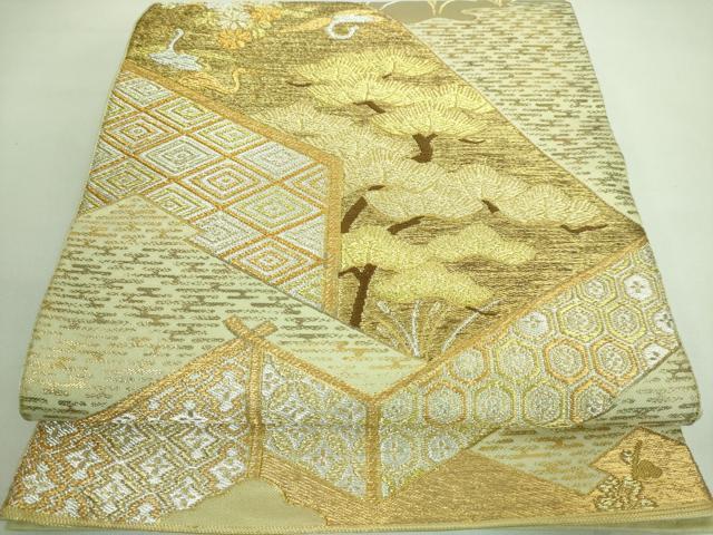 平和屋着物■極上　西陣　川島織物　六通柄　本袋帯　風景飛鶴松文　金銀糸　逸品　DZAA7421kh5