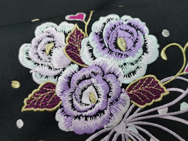 平和屋着物○女性 行灯袴 総刺繍 花唐草文 黒色 卒業式 洗える