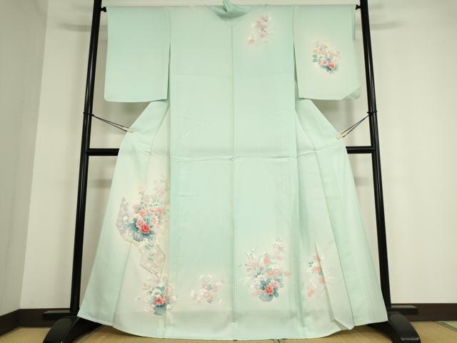 平和屋着物▽訪問着　単衣　友禅　花籠文　暈し染め　正絹　逸品　未使用　DAAT9680az