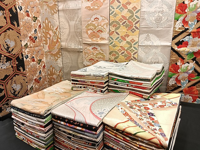 平和屋着物■袋帯 西陣 まとめて100点 鳳凰 向かい鶴 孔雀 人物 向かい蝶 風景 花柄 七宝 宝相華 金銀糸 未使用品あり 全て正絹 mmm847