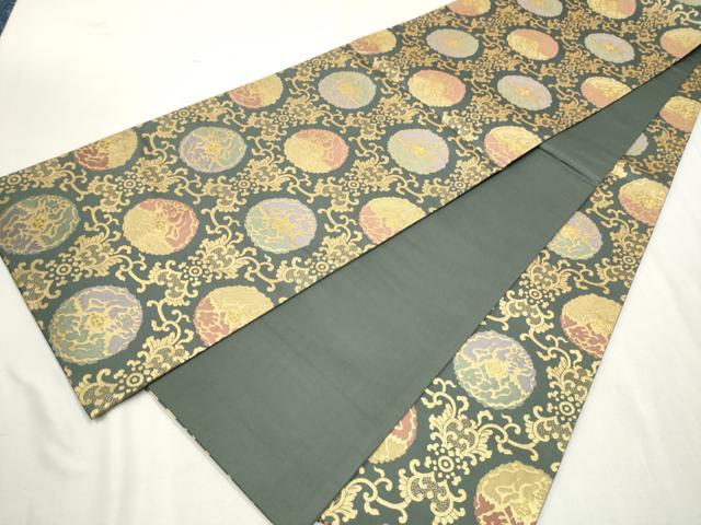 平和屋着物○全通柄袋帯 名物裂 金糸 正絹 逸品 CAAU9541hy