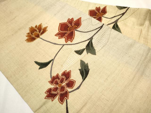 平和屋着物○中国三大刺繍 相良刺繍 総刺繍 九寸名古屋帯