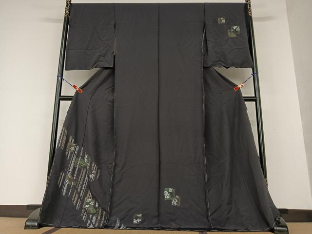 平和屋着物●訪問着　手描き　色紙重ね草花文　金彩　仮絵羽　正絹　逸品　未使用　AAAX0685zg