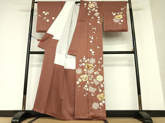 平和屋着物○訪問着 駒刺繍 文箱草花文 正絹 逸品 DAAY5755ud 平和
