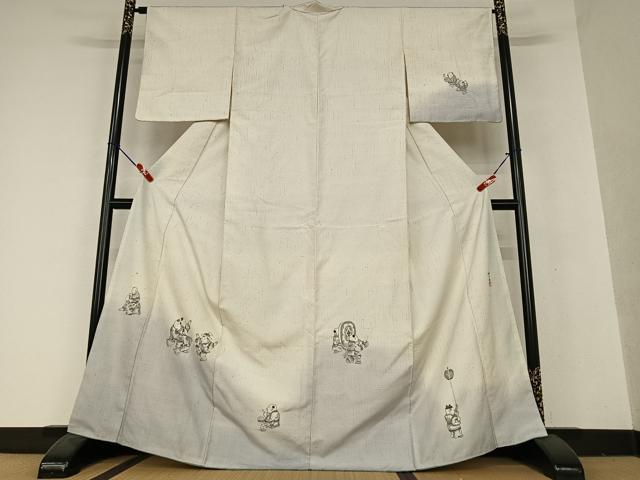 平和屋着物●訪問着　作家物　紬地　唐子　正絹　逸品　AAAX0692zg