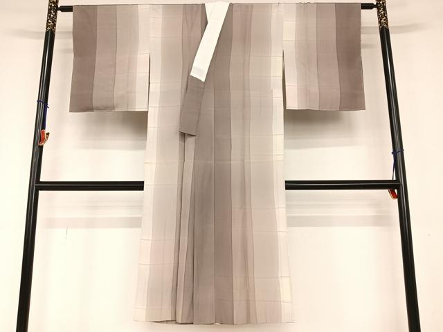 平和屋着物●長襦袢　無双仕立て　変わり縞　暈し染め　正絹　逸品　未使用　AAAX0687zg