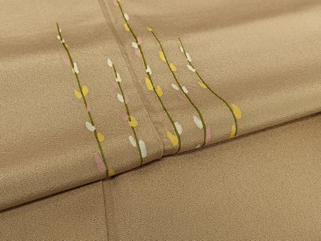 平和屋着物○訪問着 流水孔雀草花文 暈し染め 金彩 正絹 逸品