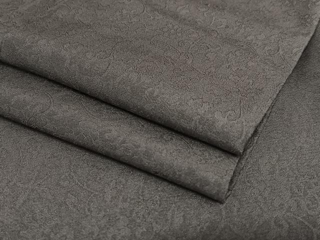 平和屋着物●お召　花唐草地紋　黒紅色　正絹　逸品　AAAX0705zg