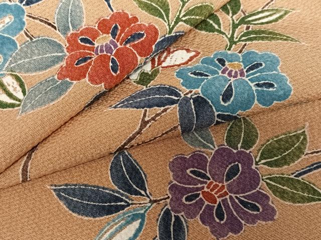 平和屋着物○上質な小紋 型染め 枝花文 ロング丈 正絹 逸品