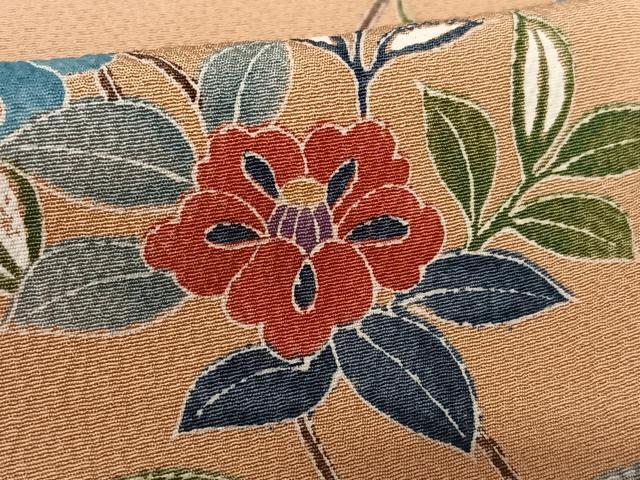 平和屋着物○上質な小紋 型染め 枝花文 ロング丈 正絹 逸品