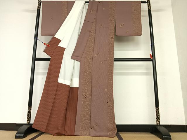 平和屋着物●上質な小紋　舞花文　金彩　正絹　逸品　AAAX0708zg 平和屋着物○上質な小紋 舞花文 金彩 正絹 逸品 AAAX0708zg