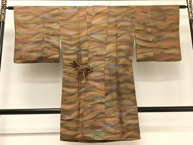 平和屋着物＃道中着　霞文　暈し染め　ロング丈　正絹　逸品　CAAV5636id