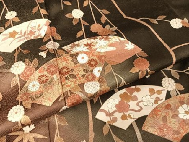 平和屋着物○訪問着 地紙枝花文 暈し染め 金彩 正絹