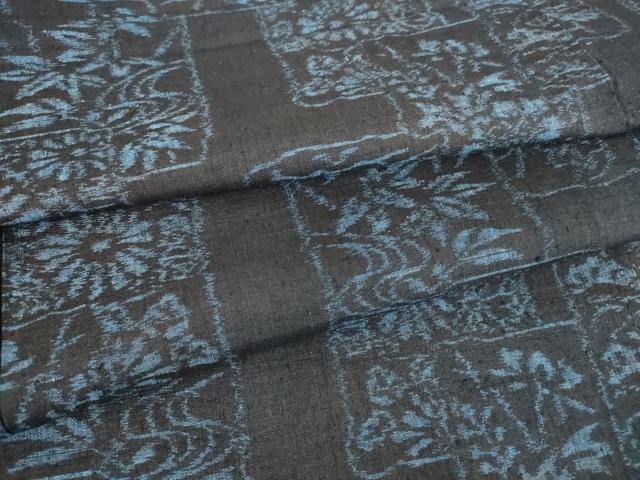 平和屋着物▽結城紬　単衣　色紙花文　正絹　逸品　DAAT9871az