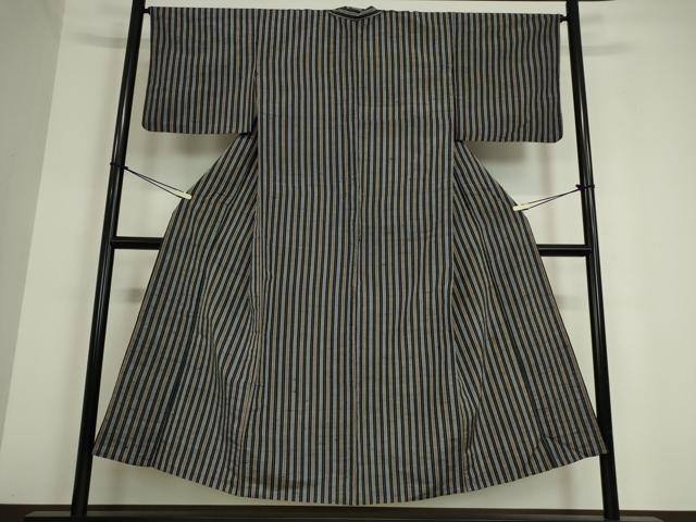 平和屋着物▽上質な紬 単衣 縞 正絹 逸品 DAAT9869az 【公式通販】