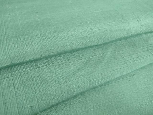 平和屋着物▽結城紬　単衣　青竹色　正絹　逸品　DAAT9873az