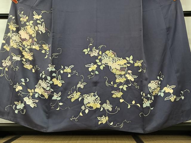 平和屋着物○創業460年・千總 訪問着 駒刺繍 桐 濃鼠