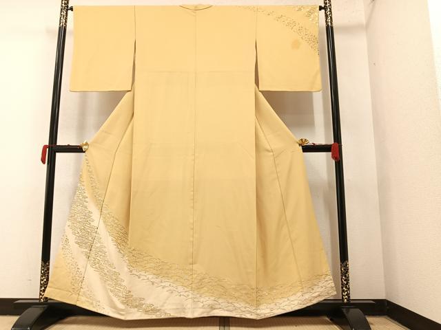 平和屋着物●訪問着　刺繍　草花文　暈し染め　金銀糸　正絹　逸品　AAAY5628ph