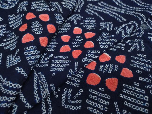 平和屋着物∴夏物　浴衣　有松鳴海絞り　草花文　綿　逸品　DAAV4147ud