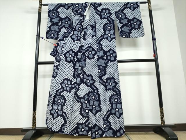 平和屋着物∴夏物 浴衣 有松鳴海絞り 舞花文 綿 逸品 DAAV7265cd