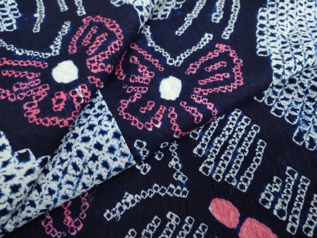 平和屋着物∴夏物　浴衣　有松鳴海絞り　舞蝶文　綿　逸品　未使用　DAAV4145ud