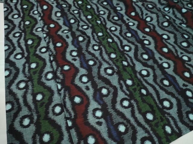 平和屋着物○久留米絣 単衣 変わり縞 吉祥文 綿 逸品 CAAU2739yc