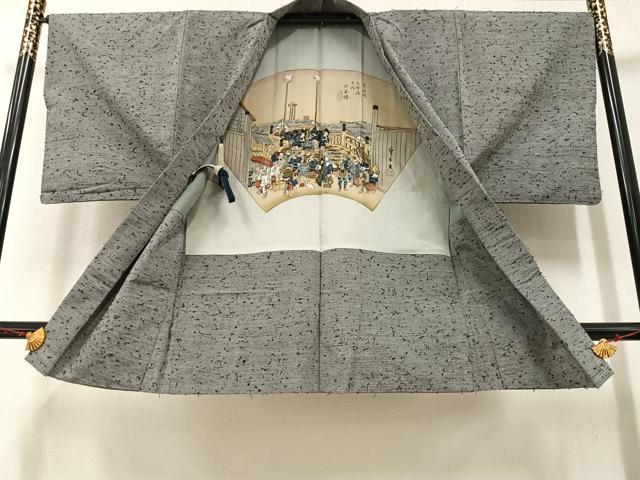 平和屋着物○男性 紬 アンサンブル 羽織・長襦袢(袷)セット 色無地